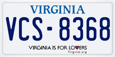 VA license plate VCS8368