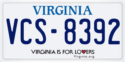 VA license plate VCS8392