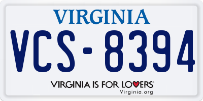VA license plate VCS8394
