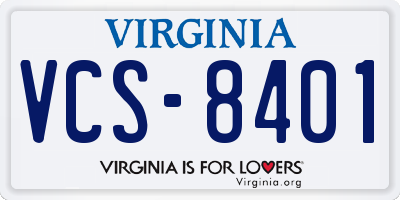 VA license plate VCS8401