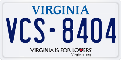 VA license plate VCS8404