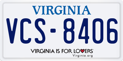 VA license plate VCS8406