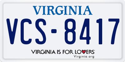 VA license plate VCS8417