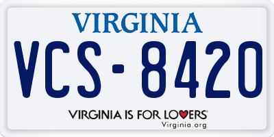 VA license plate VCS8420