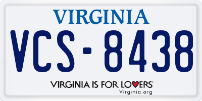 VA license plate VCS8438