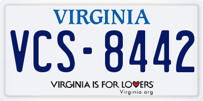 VA license plate VCS8442