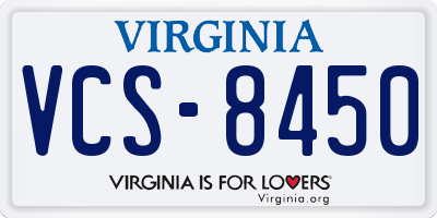 VA license plate VCS8450