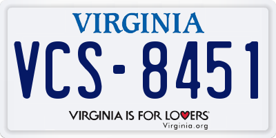 VA license plate VCS8451