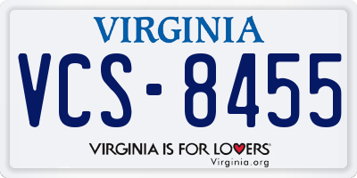 VA license plate VCS8455