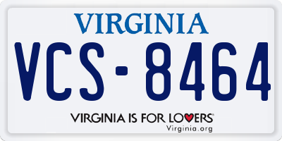 VA license plate VCS8464