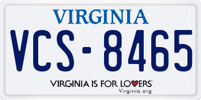 VA license plate VCS8465