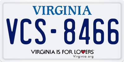 VA license plate VCS8466