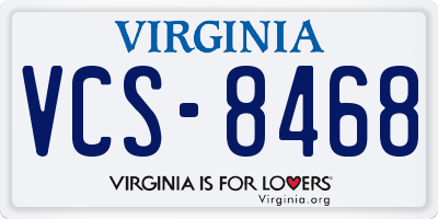 VA license plate VCS8468