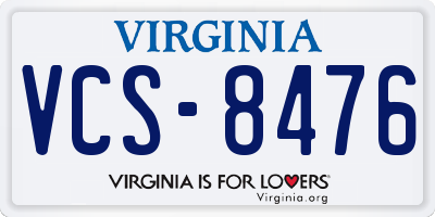 VA license plate VCS8476