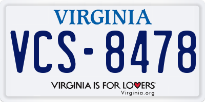 VA license plate VCS8478