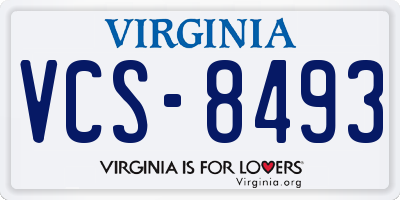 VA license plate VCS8493