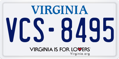 VA license plate VCS8495