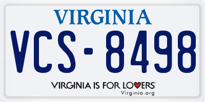 VA license plate VCS8498