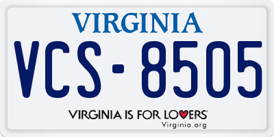 VA license plate VCS8505