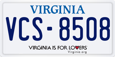 VA license plate VCS8508