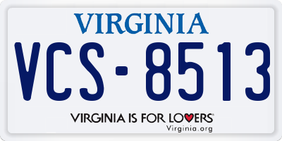VA license plate VCS8513