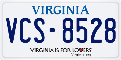VA license plate VCS8528