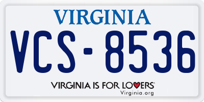 VA license plate VCS8536