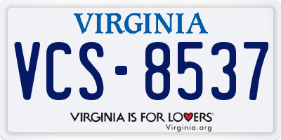VA license plate VCS8537