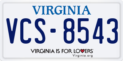 VA license plate VCS8543