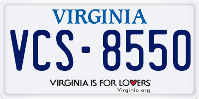 VA license plate VCS8550