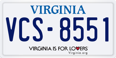 VA license plate VCS8551