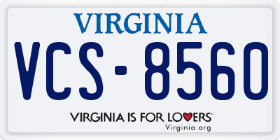 VA license plate VCS8560