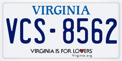 VA license plate VCS8562