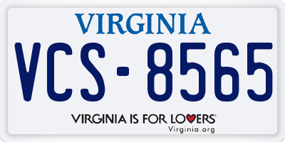 VA license plate VCS8565