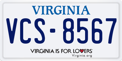 VA license plate VCS8567