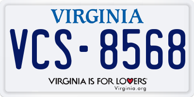 VA license plate VCS8568