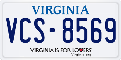 VA license plate VCS8569