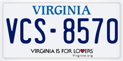 VA license plate VCS8570