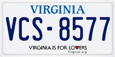 VA license plate VCS8577