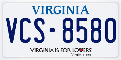VA license plate VCS8580