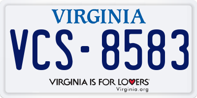 VA license plate VCS8583