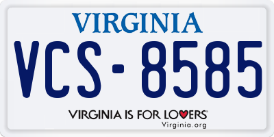VA license plate VCS8585