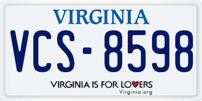 VA license plate VCS8598