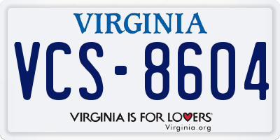 VA license plate VCS8604