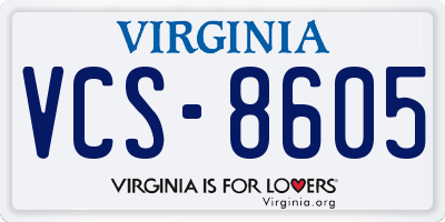VA license plate VCS8605