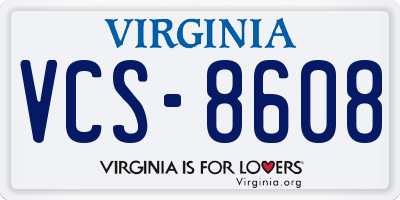 VA license plate VCS8608