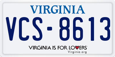 VA license plate VCS8613
