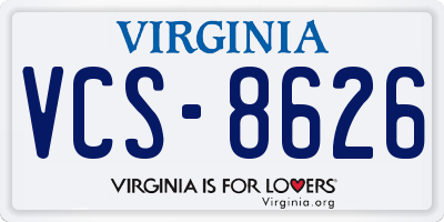 VA license plate VCS8626