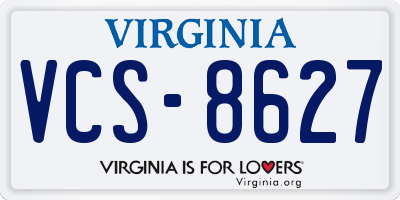 VA license plate VCS8627