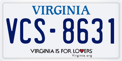 VA license plate VCS8631